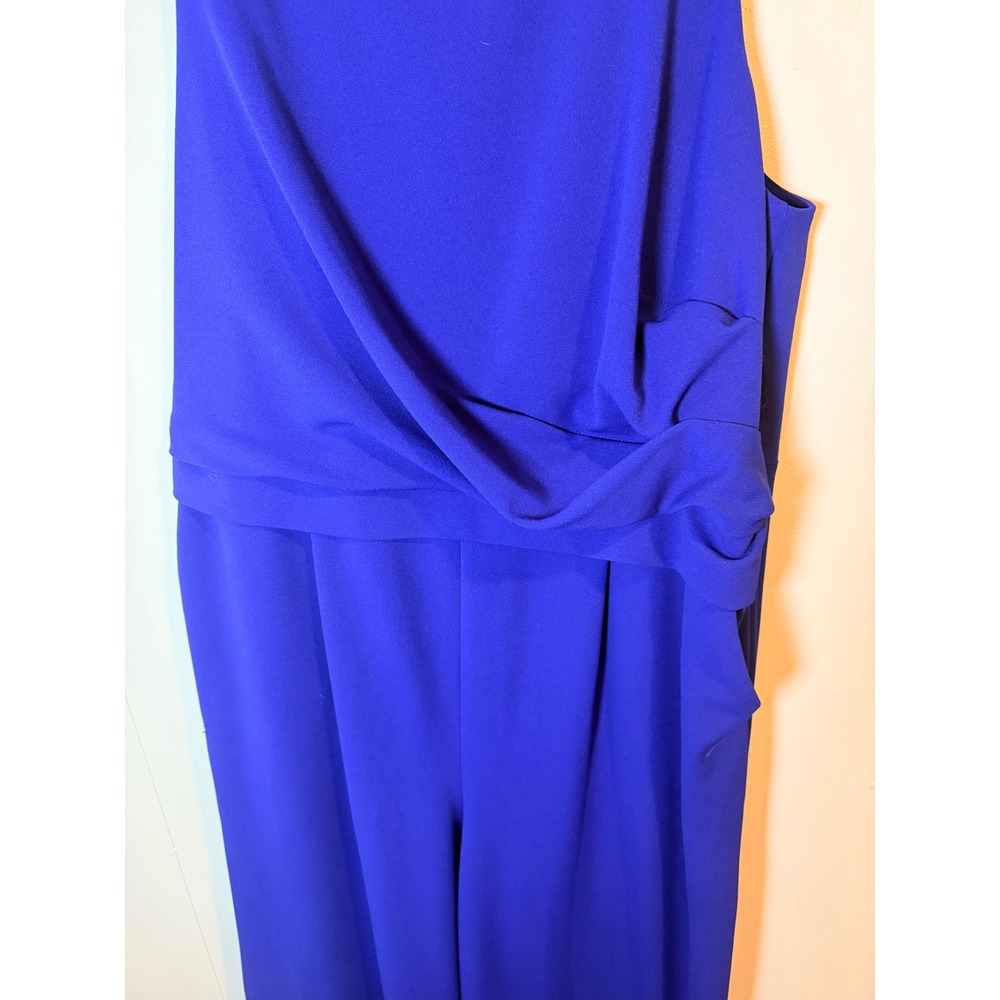 Calvin Klein Womens Royal Blue Wide Leg Draped Crossover Jumpsuit Plus Size 20W - Picture 3 of 10